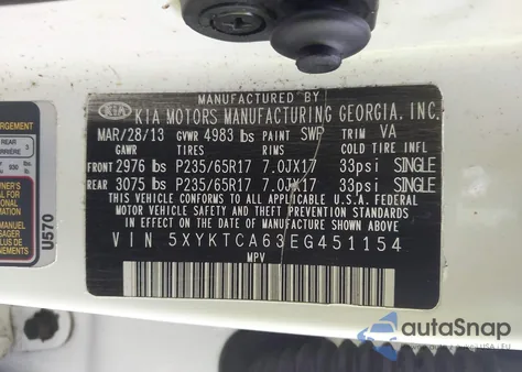 2014 Kia Sorento Lx из США, поврежденный, VIN 5XYKTCA63EG451154